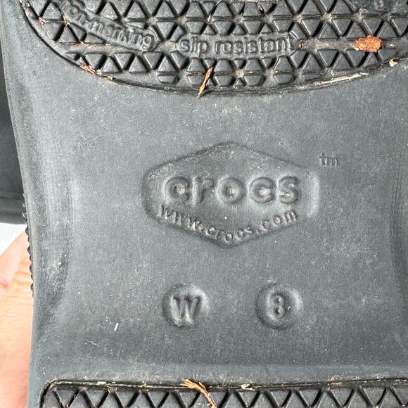 CROCS Nerio Pro II Clogs Women Size 8 Black Chevron Work‎ Shoes Nurse Restaurant - Picture 10 of 10